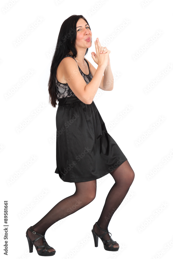 Fototapeta premium Beautiful woman doing different expressions in different sets of clothes: posing