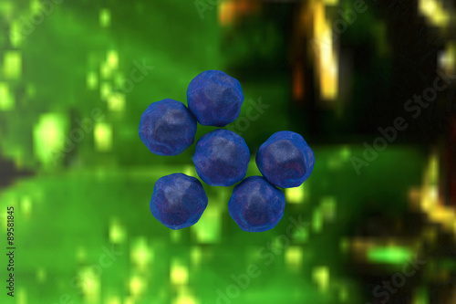 Superbug bacteria - 3d rendered illustration in front of a green background photo