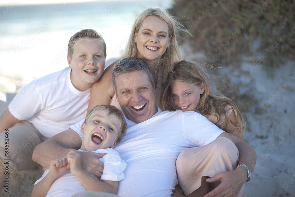 Happy family together on a beach Happy family together on a beach