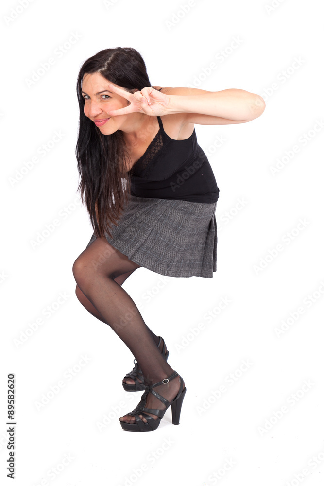 Beautiful woman doing different expressions in different sets of clothes: dancing Beautiful woman doing different expressions in different sets of clothes: dancing