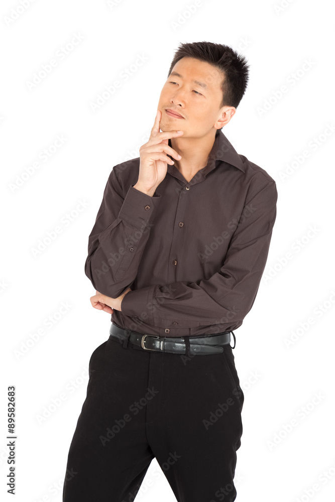 handsome man doing different expressions in different sets of clothes: thinking handsome man doing different expressions in different sets of clothes: thinking