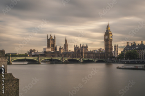 UK, London, view to Westminster Bridge and Palace of Westminster with Big Ben, long exposure #89583243