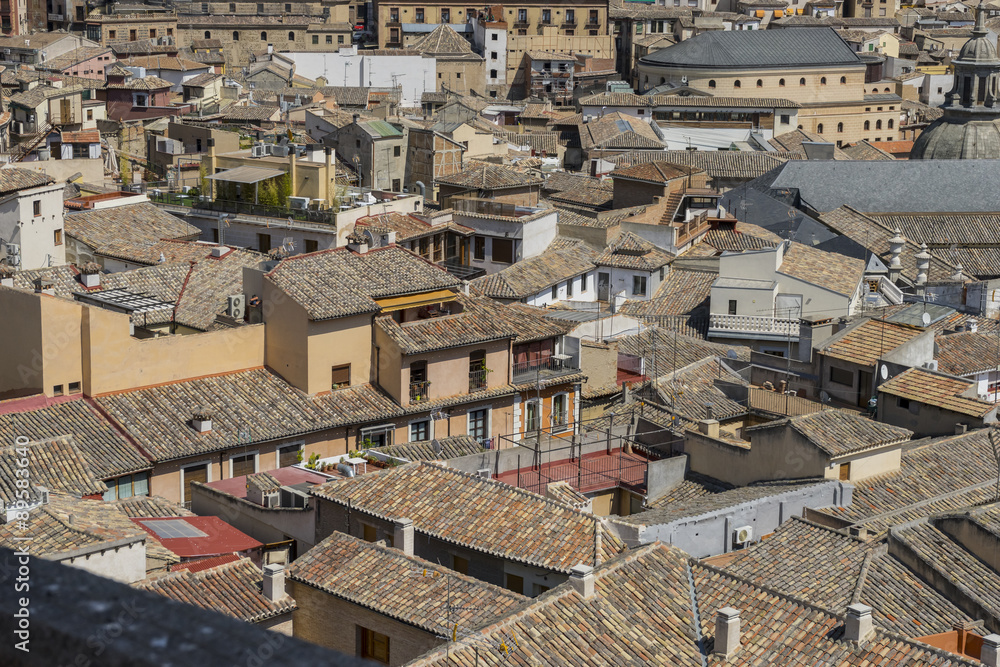 overlooking the rooftops of the city of Toledo in Spain