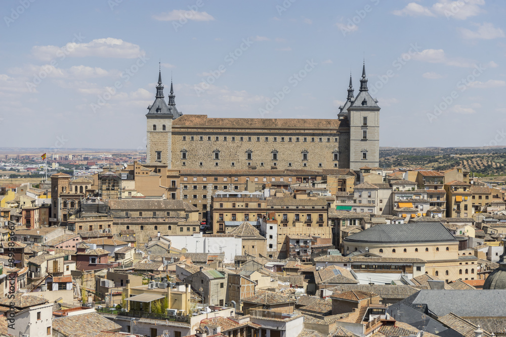 Historic, Toledo Alcazar views from a bell tower, fortress of th