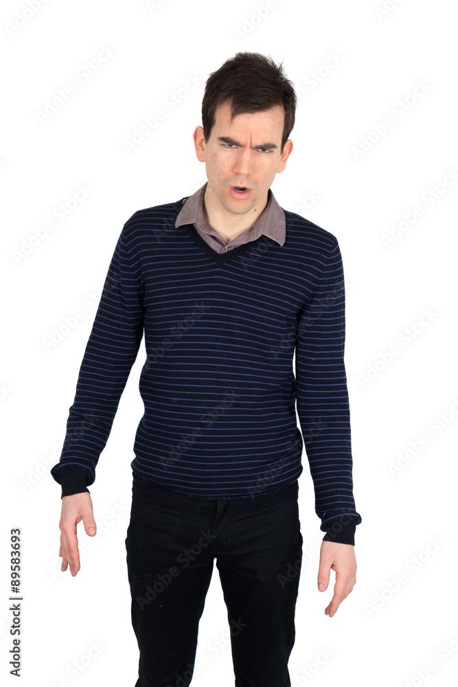 Handsome man doing different expressions in different sets of clothes: surprise Handsome man doing different expressions in different sets of clothes: surprise