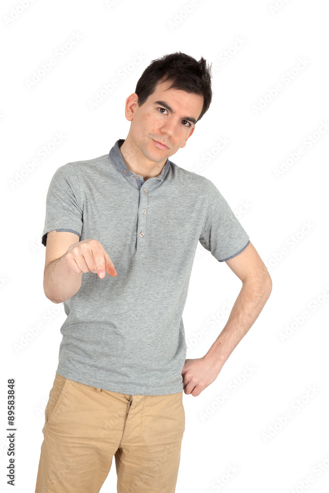 Fototapeta premium Handsome man doing different expressions in different sets of clothes:
