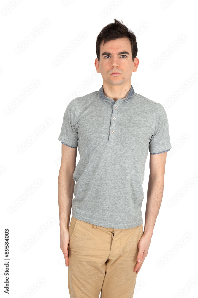 Fototapeta premium Handsome man doing different expressions in different sets of clothes: