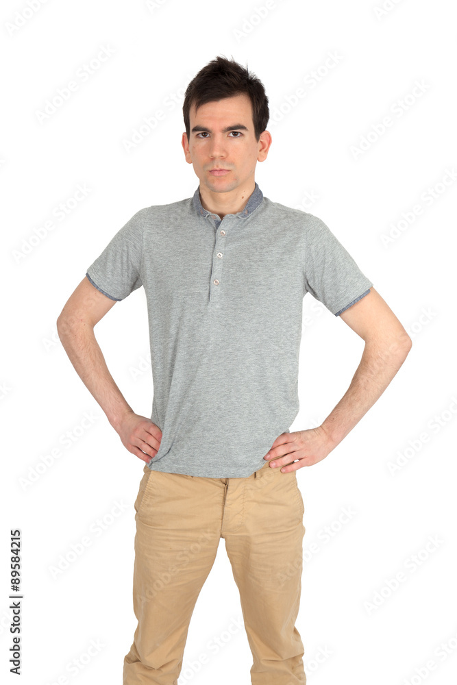 Handsome man doing different expressions in different sets of clothes: posing Handsome man doing different expressions in different sets of clothes: posing