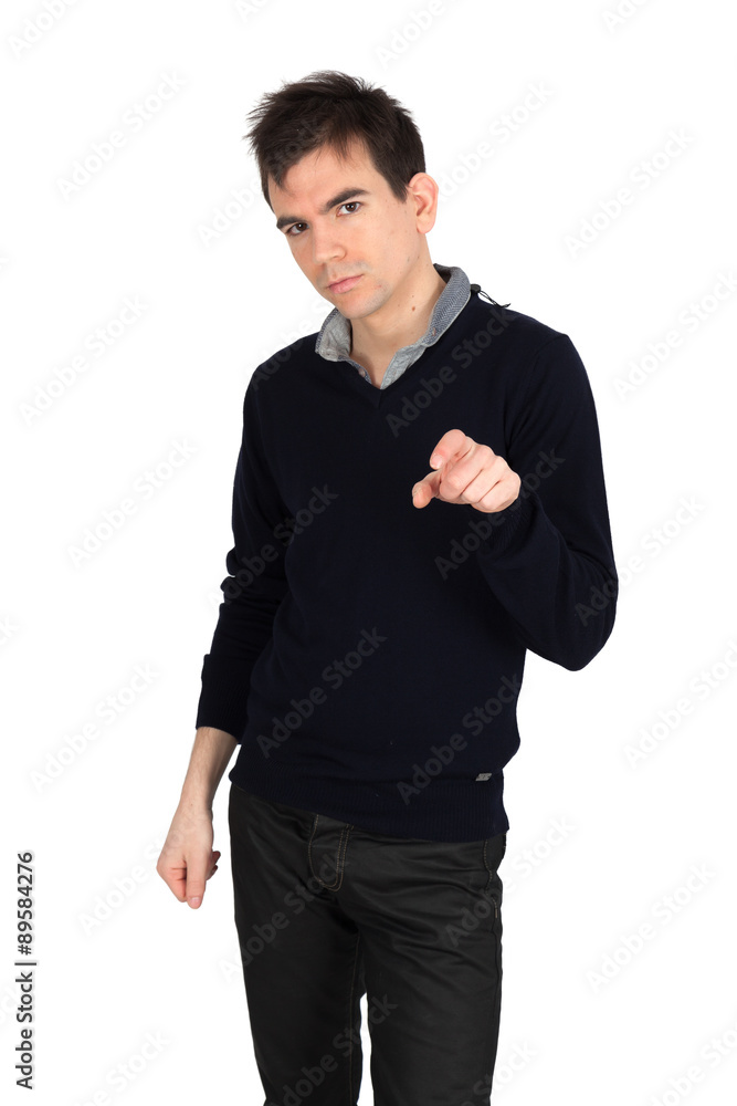 Handsome man doing different expressions in different sets of clothes: pointing Handsome man doing different expressions in different sets of clothes: pointing