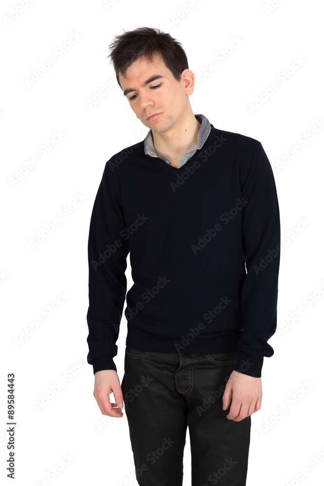 Handsome man doing different expressions in different sets of clothes: sad Handsome man doing different expressions in different sets of clothes: sad