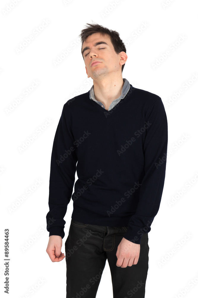Handsome man doing different expressions in different sets of clothes: drunk Handsome man doing different expressions in different sets of clothes: drunk