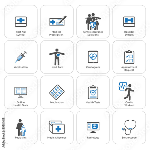 Medical & Health Care Icons Set. Flat Design.