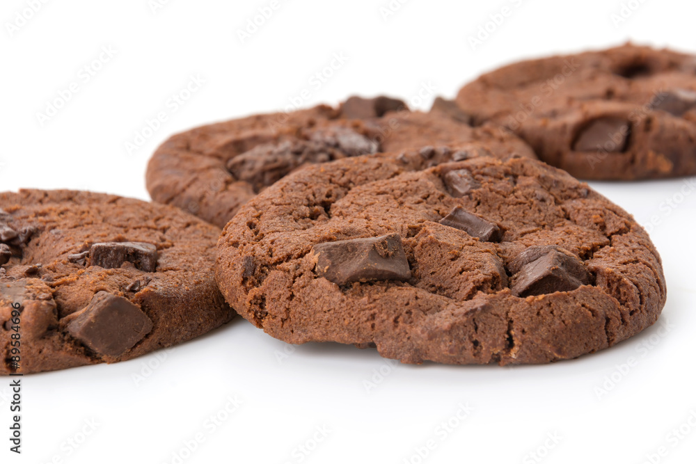 soft dark chocolate brownie cookies on white soft dark chocolate brownie cookies on white