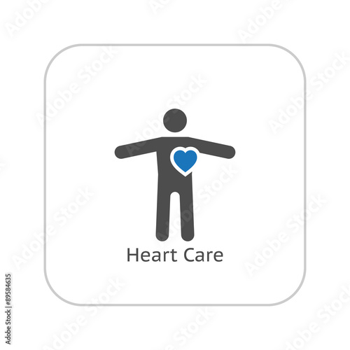 Heart Care and Medical Services Icon. Flat Design.