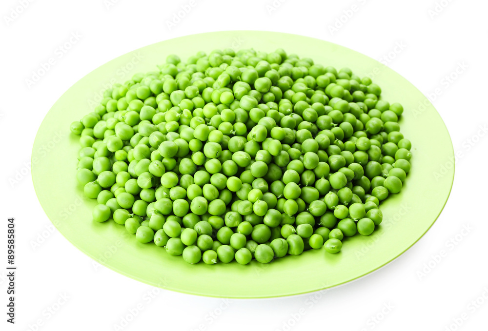 Fresh green peas in bowl isolated on white Fresh green peas in bowl isolated on white