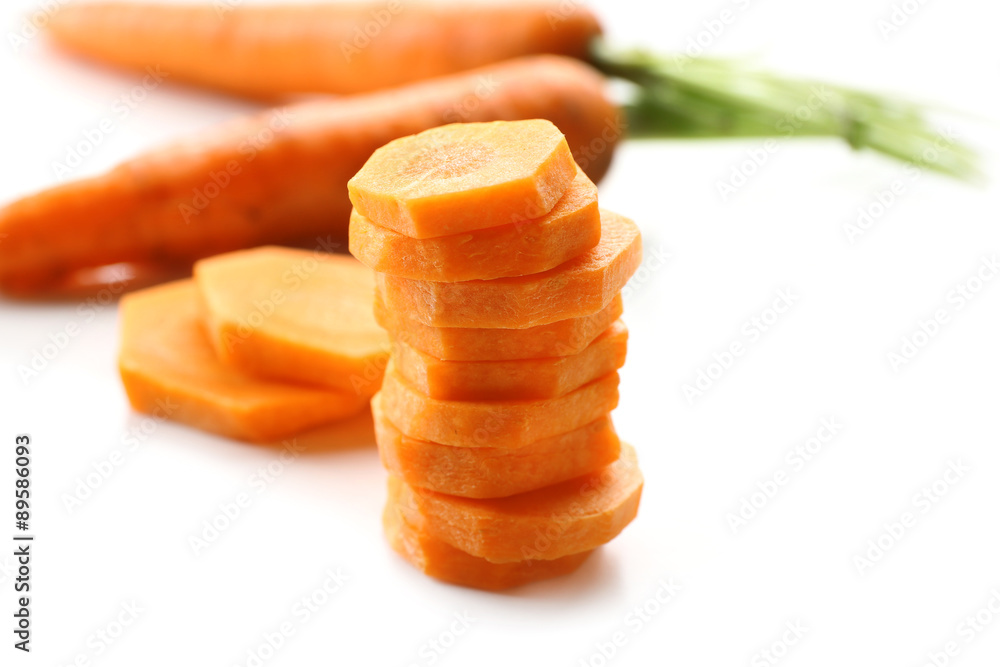 Sliced carrot isolated on white Sliced carrot isolated on white