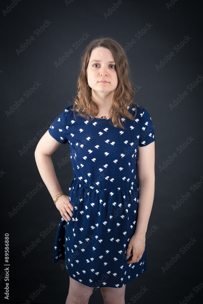 Beautiful woman doing different expressions in different sets of clothes: surprise Beautiful woman doing different expressions in different sets of clothes: surprise