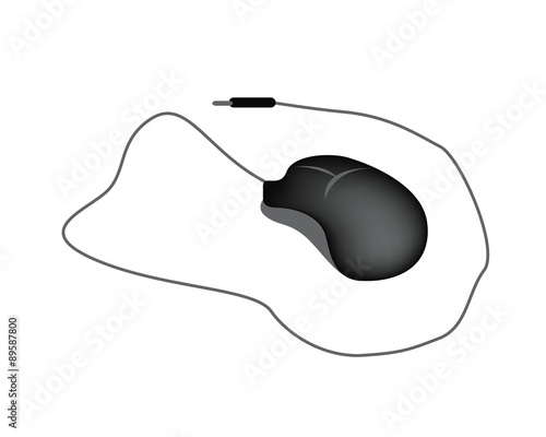 Black Computer Mouse on A White Background