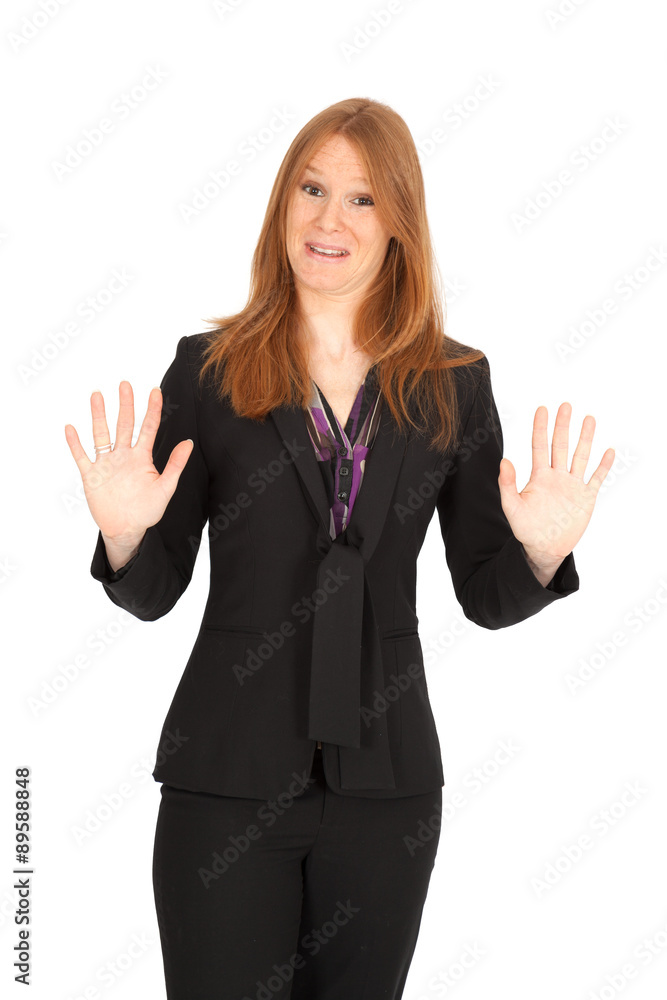Beautiful businesswoman doing different expressions in different sets of clothes: innocent Beautiful businesswoman doing different expressions in different sets of clothes: innocent