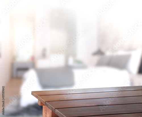 Table Top And Blur Background In Bedroom