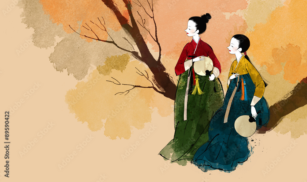 Fototapeta premium Illustration of Korean traditional clothes