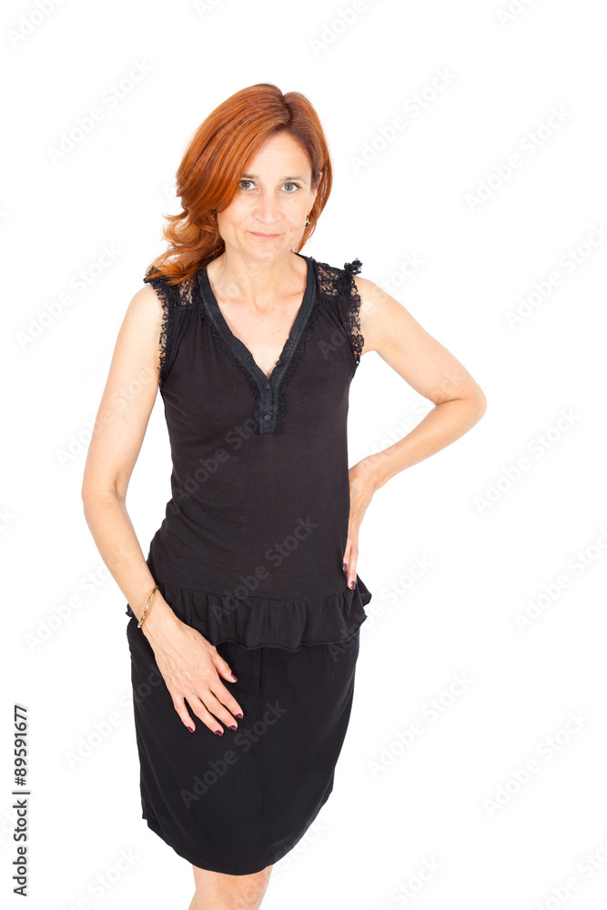 Beautiful businesswoman doing different expressions in different sets of clothes: joy Beautiful businesswoman doing different expressions in different sets of clothes: joy