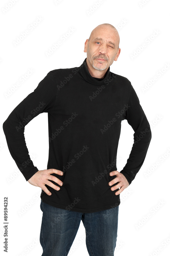 Handsome man doing different expressions in different sets of clothes: blinking Handsome man doing different expressions in different sets of clothes: blinking