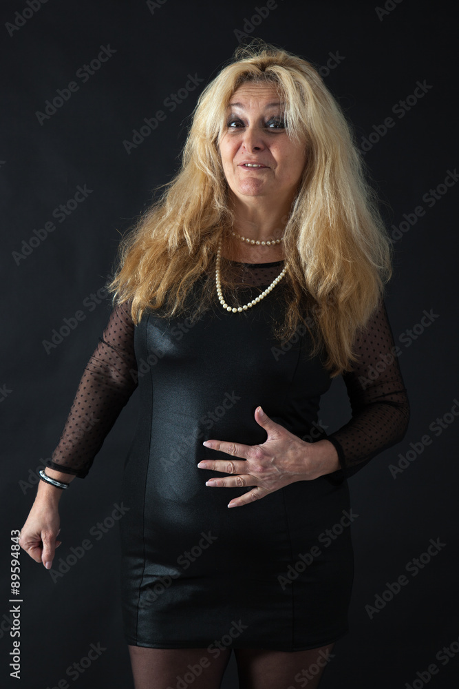 Beautiful woman man doing different expressions in different sets of clothes: hungry Beautiful woman man doing different expressions in different sets of clothes: hungry