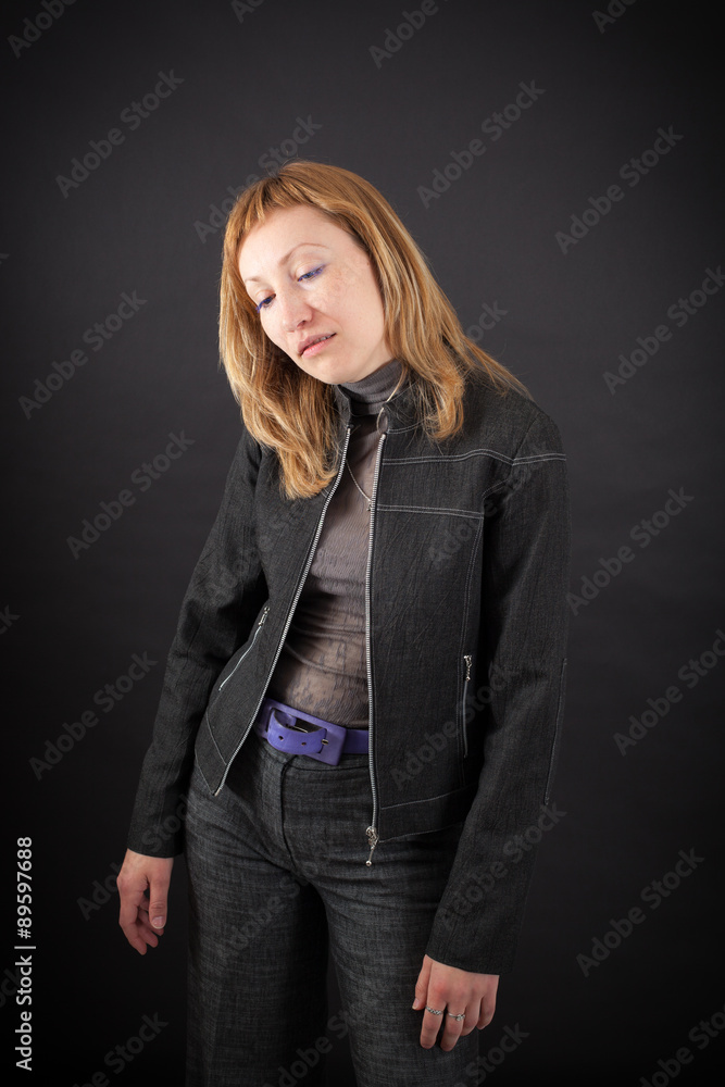 beautiful woman doing different expressions in different sets of clothes: tired beautiful woman doing different expressions in different sets of clothes: tired