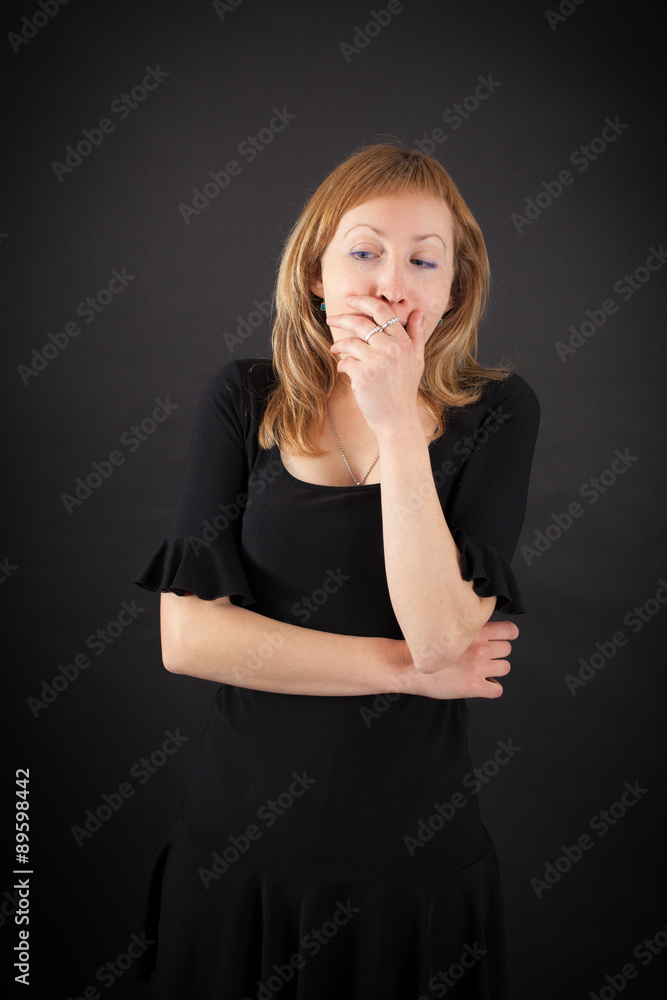 beautiful woman doing different expressions in different sets of clothes: yawn beautiful woman doing different expressions in different sets of clothes: yawn