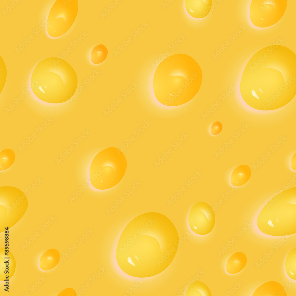 Vector illustrated seamless cheese pattern background.