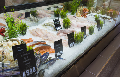 Display of seafood in a shop in Melbourne, Australia