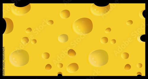 Vector illustrated piece of cheese isolated on black background.