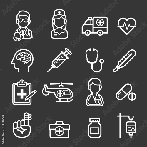 Medicine and Health icons. 