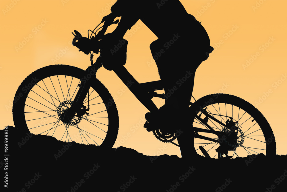 Fototapeta premium Mountain Biking up a trail in the mountains