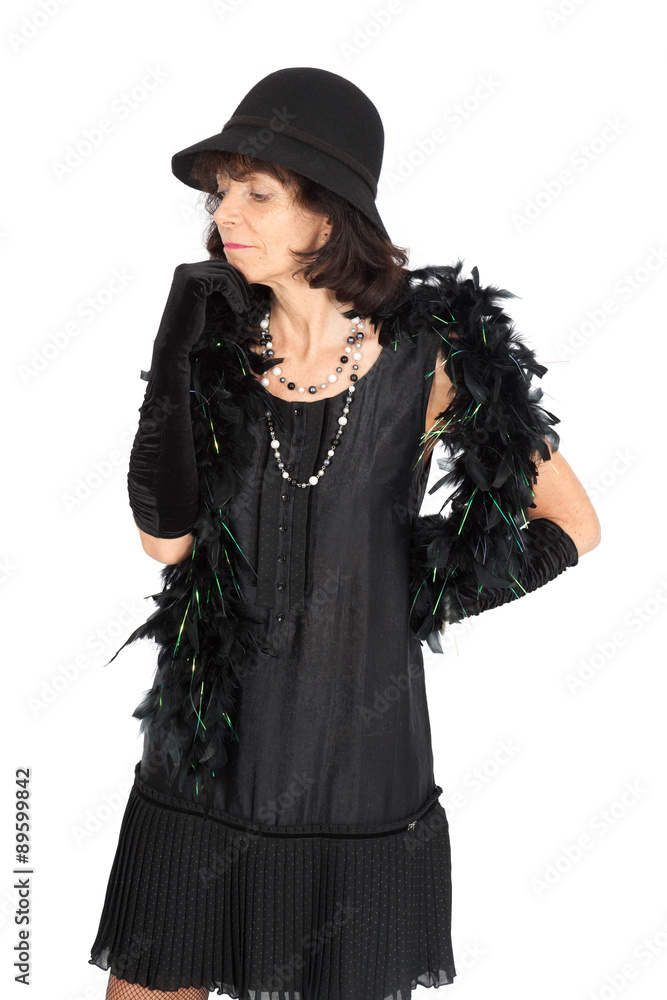 Beautiful woman doing different expressions in different sets of clothes: thinking