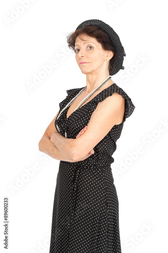 Beautiful woman doing different expressions in different sets of clothes: arms crossed