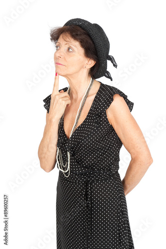 Beautiful woman doing different expressions in different sets of clothes: idea