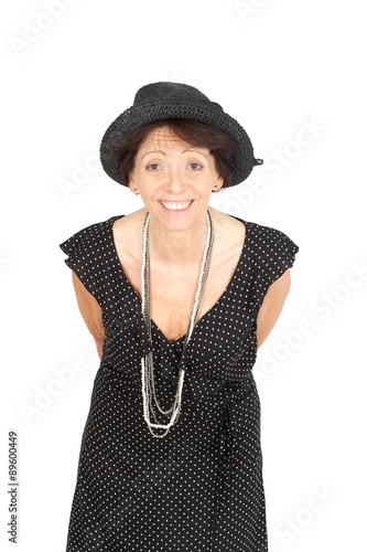 Beautiful woman doing different expressions in different sets of clothes: laughing