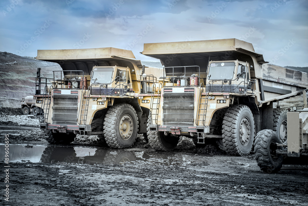 Fototapeta premium Coal mining. The truck transporting coal.