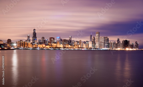 Sunrise Color Sky Lake Michigan Chicago Illinois City Skyline