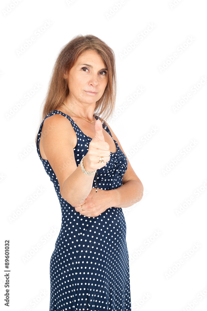 Beautiful woman doing different expressions in different sets of clothes: thumbs up Beautiful woman doing different expressions in different sets of clothes: thumbs up