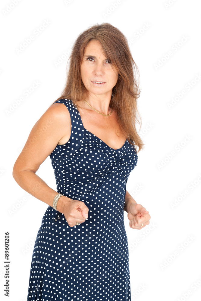 Beautiful woman doing different expressions in different sets of clothes: angry Beautiful woman doing different expressions in different sets of clothes: angry