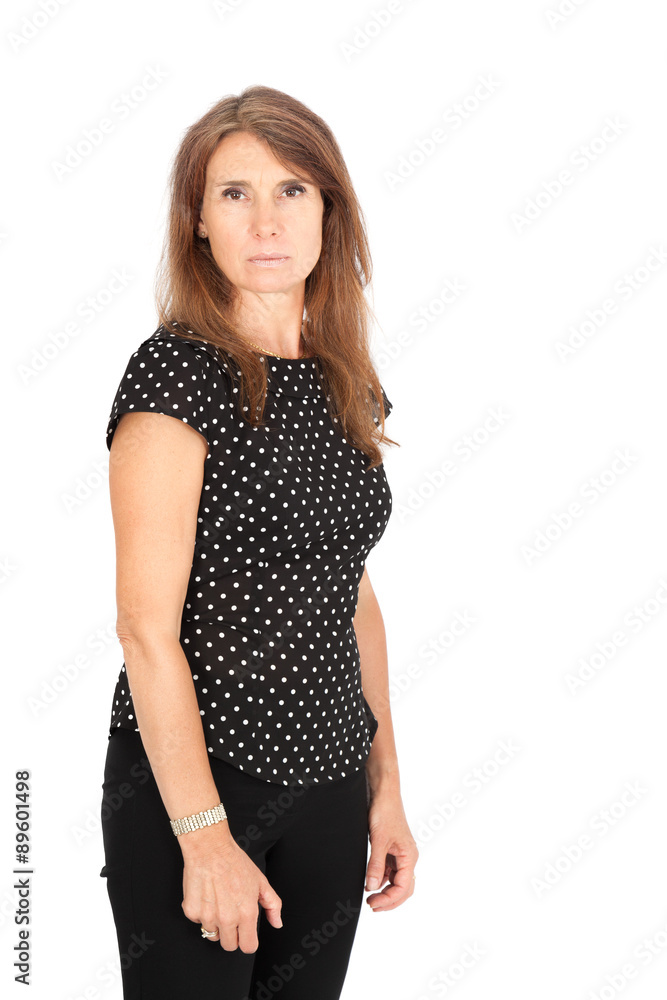 Beautiful woman doing different expressions in different sets of clothes: angry Beautiful woman doing different expressions in different sets of clothes: angry