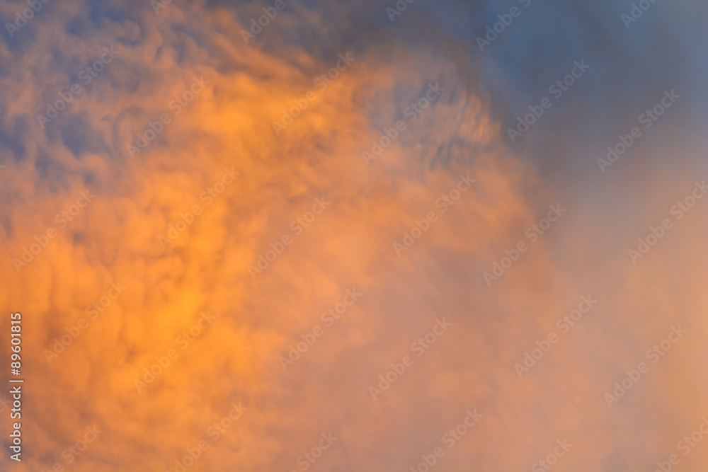 Orange clouds on the sky