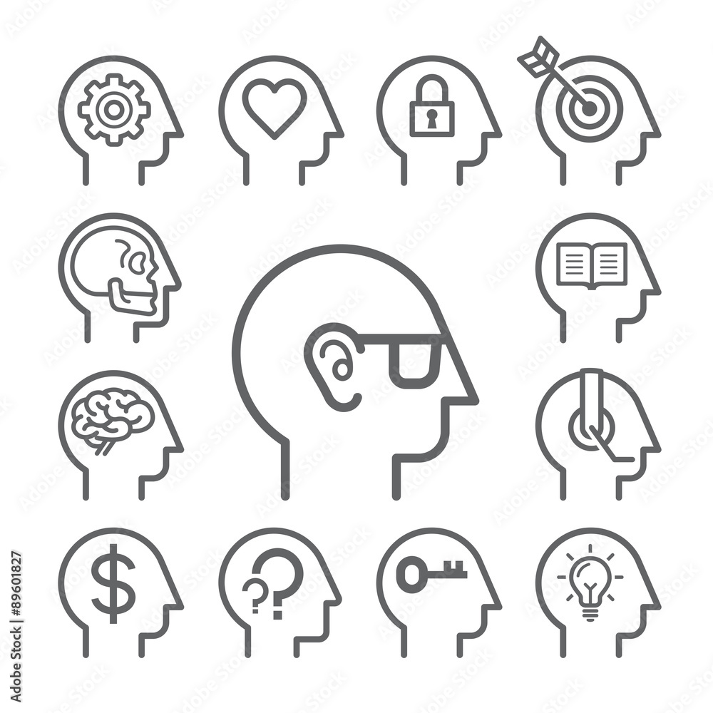 Head line icons set. Head line icons set.