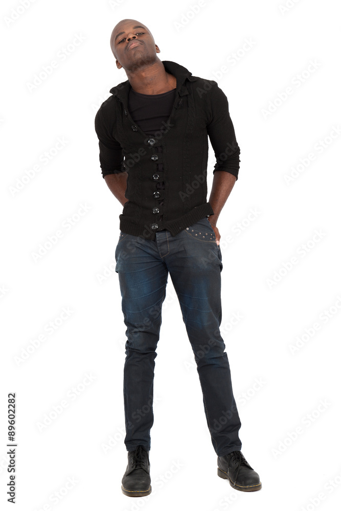Fototapeta premium Handsome man doing different expressions in different sets of clothes: posing