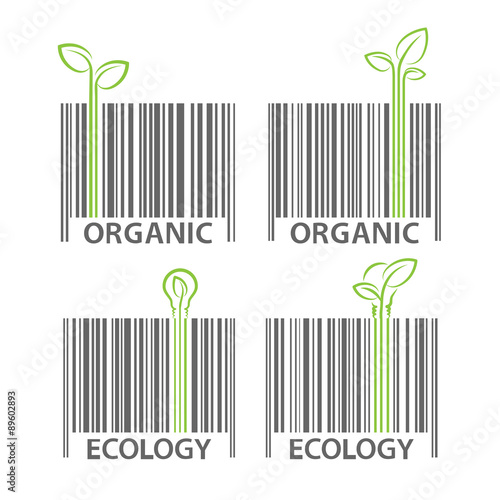 Organic ecology barcode symbol vector set