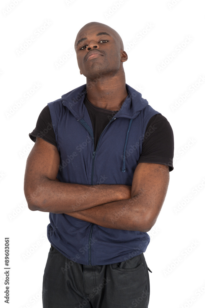 Handsome man doing different expressions in different sets of clothes: arms crossed Handsome man doing different expressions in different sets of clothes: arms crossed