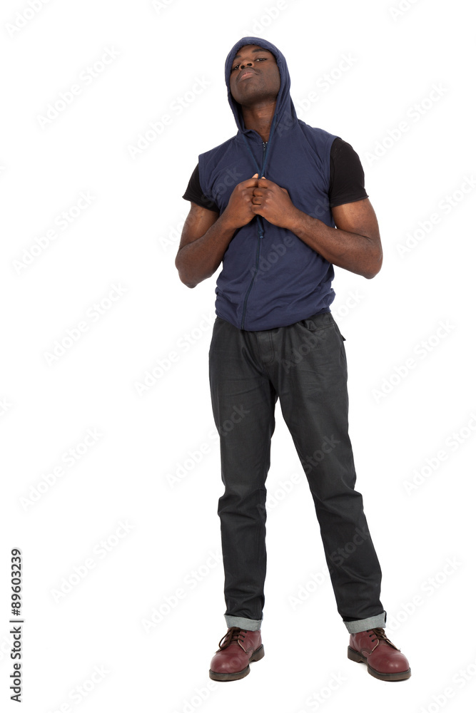 Naklejka premium Handsome man doing different expressions in different sets of clothes: tired